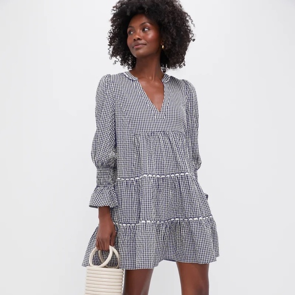 NWT Tuckernuck POMANDER PLACE Navy Gingham Kenzo Dress S - Picture 1 of 12